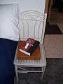 A makeshift bedside table. 